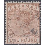 STAMPS BAHAMAS : 1884 £1 Venetian Red, f