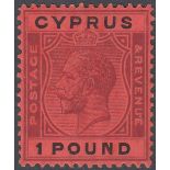 STAMPS CYPRUS : 1924 £1 Purple and Black