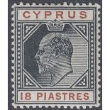 STAMPS CYPRUS : 1904 18pi Black and Brow