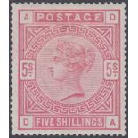 GREAT BRITAIN STAMPS : 1883 5/- Rose, fi