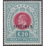 STAMPS : NATAL 1902 £20 Red and Green mo