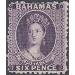 STAMPS BAHAMAS : 1863 6d Deep Violet mou