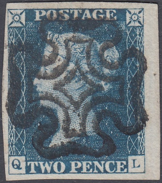 GREAT BRITAIN STAMPS : 1840 2d Blue Plat