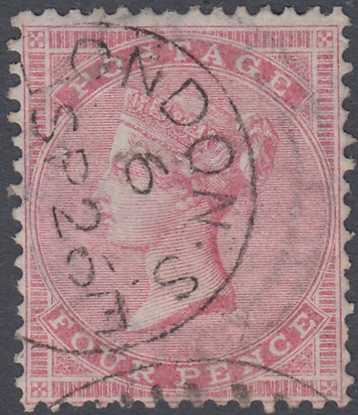 GREAT BRITAIN STAMPS : 1857 4d Rose, ver