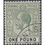 STAMPS BAHAMAS : 1926 £1 Green and Black