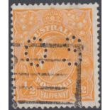 STAMPS AUSTRALIA : 1926-30 1/2d orange u