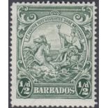 STAMPS BARBADOS : 1938-47 GVI 1/2d green