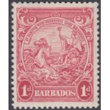 STAMPS BARBADOS : 1938-47 GVI 1d scarlet