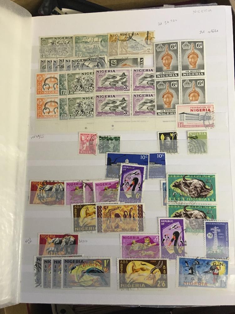 STAMPS BRITISH COMMONWEALTH, box with 12 albums or stockbooks with many useful items spotted. - Image 3 of 7