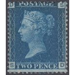 GREAT BRITAIN STAMPS : 1869 2d Blue plate 14,