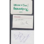 AUTOGRAPHS Two folders of celebrities signed stamp card photos etc,