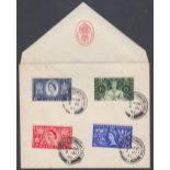 FIRST DAY COVER : 1953 Coronation set on House of Commons envelope (minor damage),