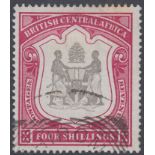 STAMPS British Central Africa 1896 4/- Black and Carmine,