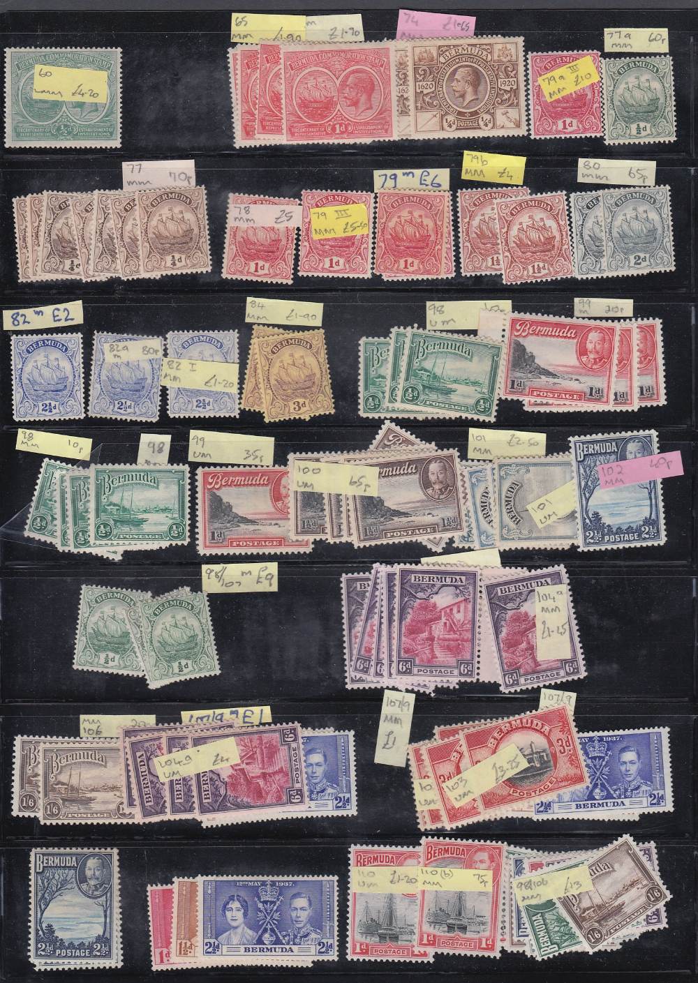 BERMUDA STAMPS QV to QEII ex-dealers stock on 27 stock pages mint and used, sure to reward.