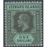 STAMPS LEEWARD ISLANDS 1931 1/- Black/Emerald Die II,