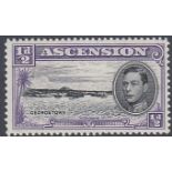 ASCENSION STAMPS 1938 1/2d Black and Violet perf 13, long centre bar to E,