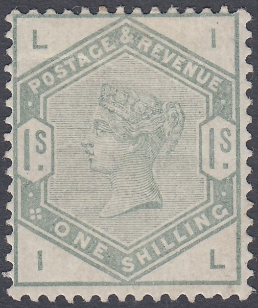 GREAT BRITAIN STAMPS : 1883 1/- Dull Green (IL) fine mounted mint example,