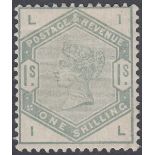 GREAT BRITAIN STAMPS : 1883 1/- Dull Green (IL) fine mounted mint example,