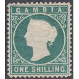 GAMBIA STAMPS 1880 1/- Green SIDEWAYS wmk,