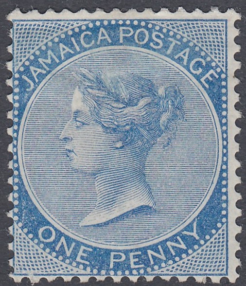 STAMPS JAMAICA 1873 1d Blue mounted mint SG 8