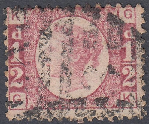 GREAT BRITAIN STAMPS : 1870 1/2d plate 9 (GK) fine used example