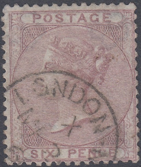 GREAT BRITAIN STAMPS : 1856 6d Pale Lilac, superb used example,