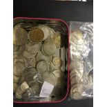 COINS Small tin with early coins, mainly Great Britain, some silver noted, including 6d's, Crown,