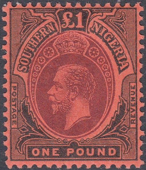 STAMPS Southern Nigeria 1912 £1 Purple and Black/Red,