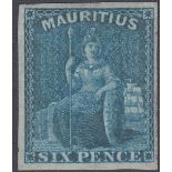 MAURITIUS STAMPS 1859 6d Blue,