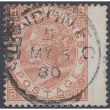 GREAT BRITAIN STAMPS : 1880 2/- Brown, very fine used example, cancelled by London CDS,