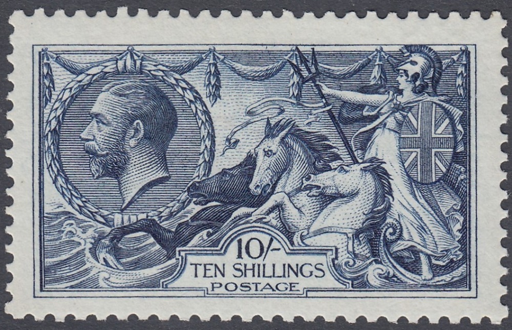 GREAT BRITAIN STAMPS : 1913 10/- Indigo Blue (Waterlow) fine mounted mint SG 402 Cat £1200