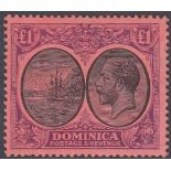 DOMINICA STAMPS 1923 £1 Black and purple/red,