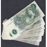 BANK NOTES Great Britain 1950's £1 Green, un-circulated notes,