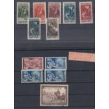 SAAR STAMPS 1929 Christmas Charity M/M set, 1950 Council of Europe U/M pair and two used 25f stamps,