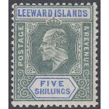 STAMPS LEEWARD ISLANDS 1902 5/- Green and Blue,