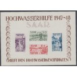 SAAR STAMPS 1948 Flood Disaster Fund imperf miniature sheet,