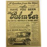 AUSTRALIA, 1921 Palm Cars Leaflet Dropped by R G Carney.
