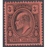 TURKS AND CAICOS STAMPS 3/- Black /Red,