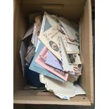 STAMPS WORLD, accumulation of covers, cards, postal stationery, airmail etc in box.