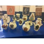 CRESTED CHINA, 12 different examples from various locations, generally good condition.
