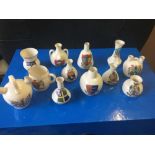 CRESTED CHINA, 12 different examples from various locations, generally good condition.
