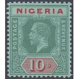 NIGERIA STAMPS 1915 10/- Green and Red/Blue Green,