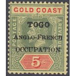 STAMPS TOGO 1916 5/- Green and Red/Yellow,