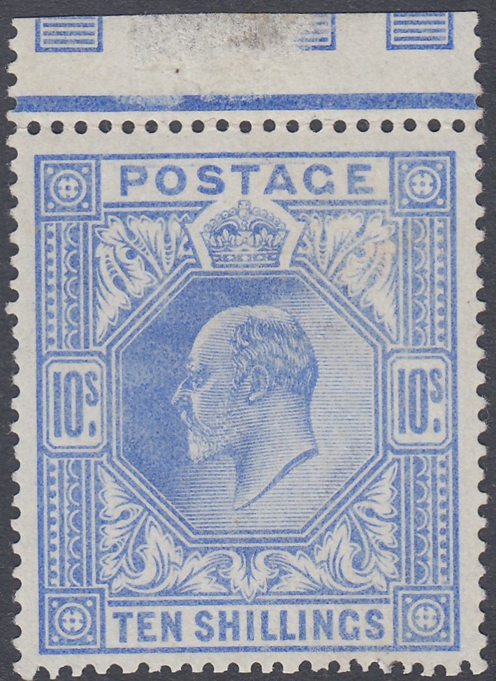 GREAT BRITAIN STAMPS : 1902 10/- Ultramarine, unmounted mint,