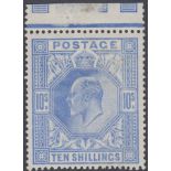 GREAT BRITAIN STAMPS : 1902 10/- Ultramarine, unmounted mint,