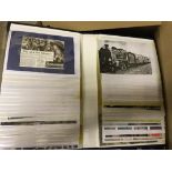 POSTCARDS Eight albums of mainly reproduction cards and photos, Military, Railways, Film,