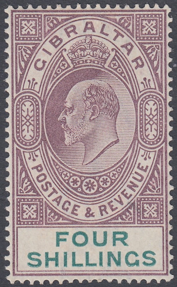 GIBRALTAR STAMPS 1903 4/- Dull Purple and Green,