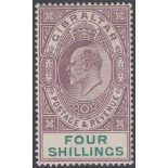 GIBRALTAR STAMPS 1903 4/- Dull Purple and Green,