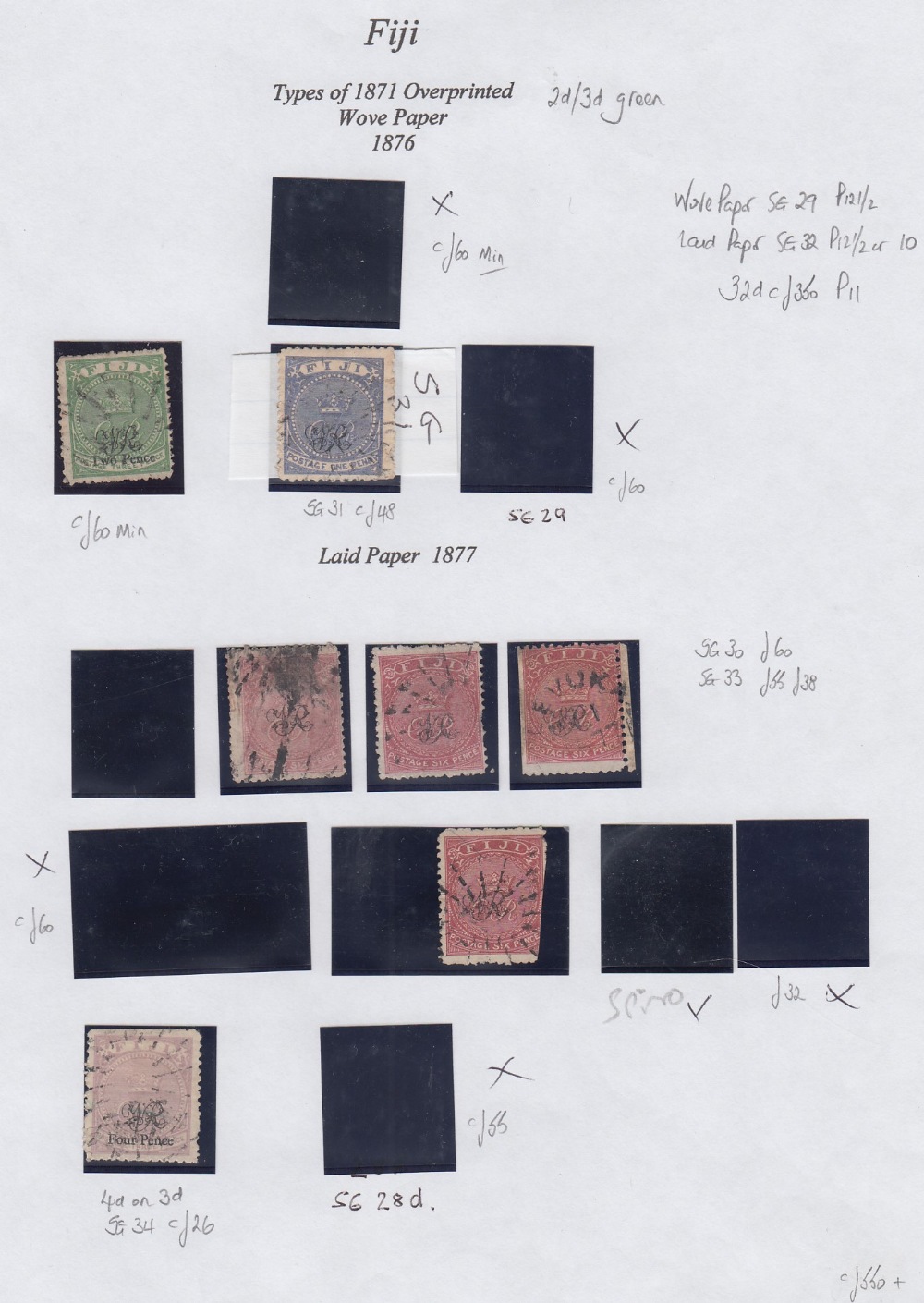 FIJI STAMPS Early classics on homemade pages, high Cat Val, - Image 2 of 2