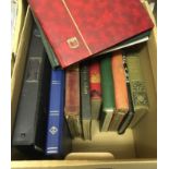 STAMPS Box of various albums and stock books, looks to be some reasonable material here,
